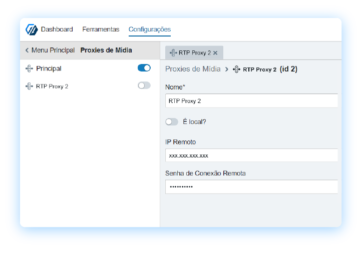 Tela de RTP Proxy